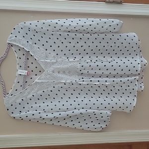 Women's shear shirt. Size large 11-13. White with black poke  dots.